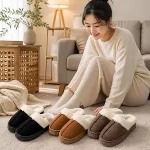 남녀공용 털실내화 겨울 슬리퍼 방한 소프트 스웨이드