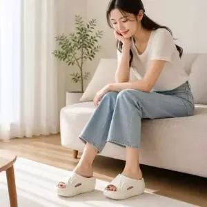 샌들 6CM 키높이 여성용 슬리퍼 굽 가벼운 쪼리 소재 EVA
