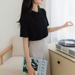 여자 나들이 신축성 반소매 SS 카라 좋은 니트