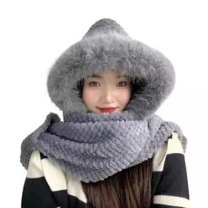 [골드스마일]포근하루 일체형 후드 머플러 (그레이)