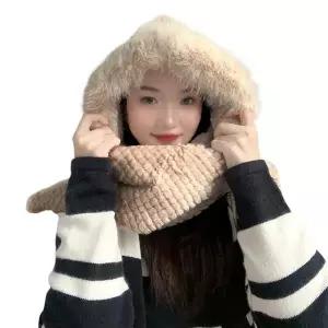 [골드스마일]포근하루 일체형 후드 머플러 (베이지)