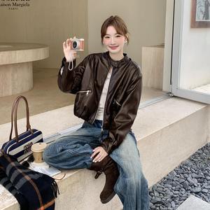 원픽 여성 가을 빈티지 라이더 차이나 가죽 재킷 숏기장 슬림핏 집업 코트 트렌드