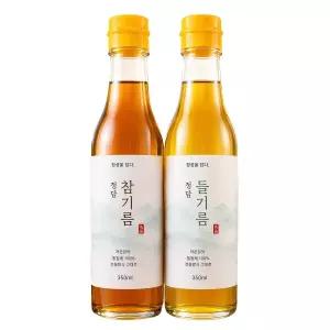 정담 (1회착유) 저온압착 참기름 들기름 세트 350ml x 2종 100% 통참깨 명절선물 답례품