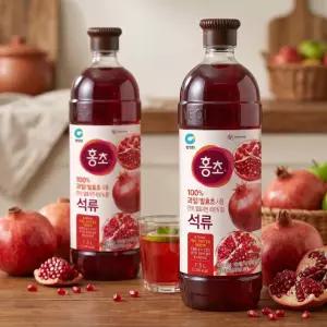 청정원 홍초 석류 마시는 과일 발효 식초 1.5L 2병