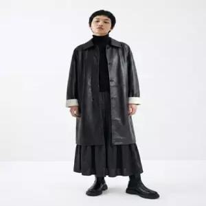 벨 마르슈 [최초가 206 000원] Premium Faux Leather Contrast Long Coat