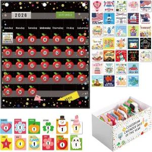 AmazingSpark 439개 교실 달력 날짜 및 색종이 차트 보관함과 카드 번호로 설정된 신학기 게시판 초등 활동