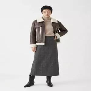 [벨 마르슈] [최초가 254 400원]Contrast Line Faux Shearling Jacket