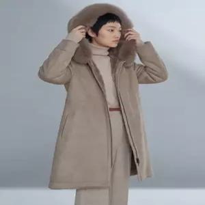 [벨 마르슈] [최초가 181 600원Fox Trim Hooded Shearling Coat