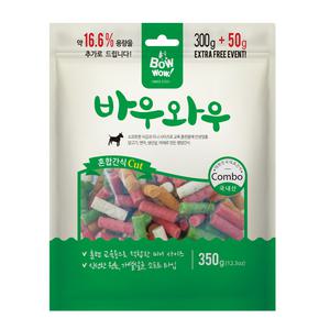 JJ 바우와우 강아지 혼합 간식 Cut 350g 저지방 저칼로리 단백질 영양간식