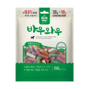 JJJ 바우와우 강아지 혼합 간식 Cut 350g 저지방 저칼로리 단백질 영양간식