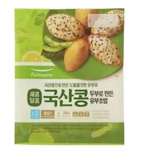 풀무원 새콤달콤 국산콩 두부로 만든 유부초밥 4인분 (330g) 탕비실 회사 도시락 야식 간식 술안주 330g