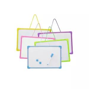 골든벨 화이트보드 A4 사이즈 약20x30cm 색상랜덤 (1개) 마카펜포함 양면 미니보드