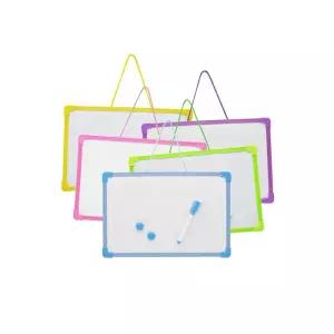 골든벨 화이트보드 A4 사이즈 약20x30cm 색상랜덤 (1개) 마카펜포함 양면 미니보드