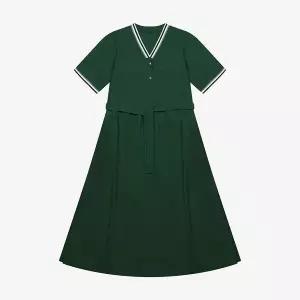 [하프클럽/]배색 V넥 반팔 원피스 SKOAF2542 H