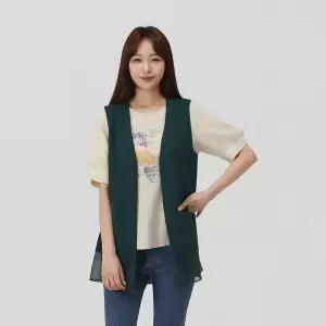 [PAT 여성] 쉬폰 배색 훌 베스트_1J41481