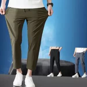 남성 아이스 바지 여름 테이퍼드 슬랙스 남성 냉감 바지 밴딩
