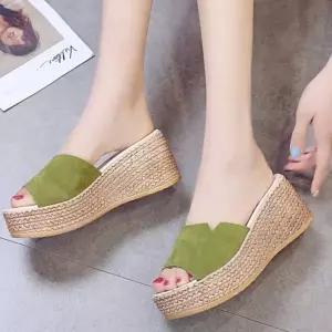 WL 여성용 키높이 통굽 왕굽 샌들 슬리퍼 통굽 7cm