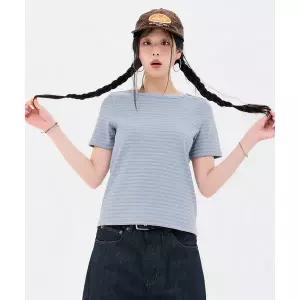 [체이스컬트][3Color] W 스트라이프 골지 반팔티