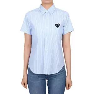 꼼데가르송 여성 핀스트라이프 반팔 셔츠 블루 AZ B021 051 1 147730797