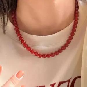 초커 (쓰러담아) 레드 볼 목걸이 오닉스 원석 네크리스