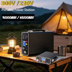 300W 220V 휴대용 발전소 333Wh 90000mAh 태양광 발전기 LiFePO4 배터리 백업 전원 공급 장치 (야외 캠핑용)