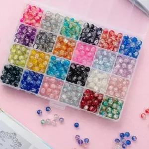 수예용품 팔찌만들기 비즈 크리스탈 유리구슬 크렉무늬 24칸 8mm 600pcs