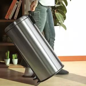 휴지통 무소음 스텐페달 쓰레기통 30L 분리수거