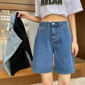 와이드 반바지 데일리 하이 웨스트 여성 5부 반바지 여름 청바지 여자청 하프 데님