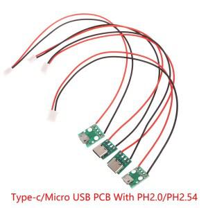C타입 PCB 케이블 컨버터 어댑터 포함, 마이크로 USB-DIP 암 커넥터 브레이크아웃 보드 충전 납땜 소켓
