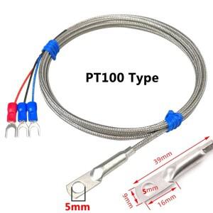 5mm 홀 와셔 K/PT100 타입 열전대 온도 센서 프로브 1-10M 케이블 산업용 0~600 ° C