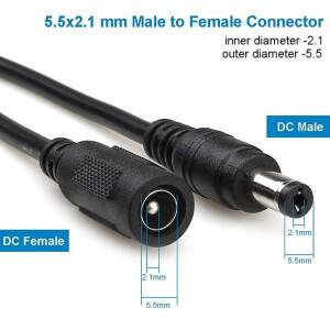 DC 5.5x2.1 수-암 모니터링 전원 연장 라인 라우터  원형 홀 수 버스  12V