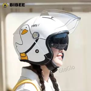 BIBEE 남녀공용 오토바이 전기 자전거 헬멧 사계절 듀얼 제트 스쿠터 하프 3/4 페이스