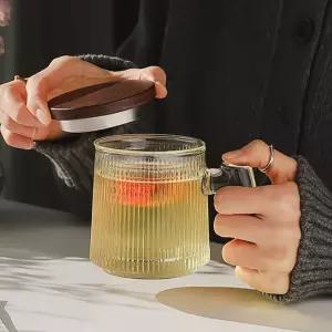 내열유리 티머그 컵 잔 유리컵 뚜껑 2size