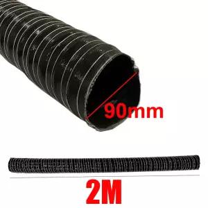 2M 90mm 검정색 범용 자동차 후드 공기 흡입 파이프 공기 덕트 호스 내열성 튜브