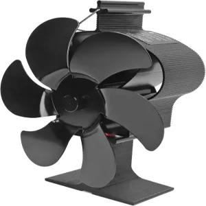 Aurikall 6 블레이드 열 구동 스토브 팬 - 목재 펠릿 자동 시동 벽난로 검은색 직경 152mm
