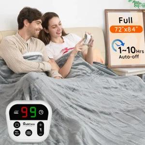 미아앤코코 온열 담요 풀사이즈 72 x84 플란넬 전기 10열 레벨 10시간 자동 꺼짐 빠른 난방 과열 방지