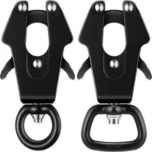 Reginary 2Pcs 개구리 클립 블랙 도그 베이직 스트랩 360도 회전 목줄 잠금 무거운 듀티 퀵 릴리스 체인