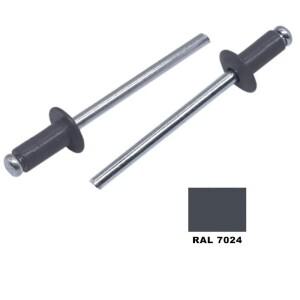회색 래커 블라인드 리벳  알루미늄 스틸 페인트  컬러 가정용 DIY 패스너 도구  RAL7024  5/32 인치  50