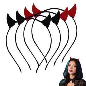 YALLNASL 할로윈 데빌 혼 머리띠 여성용 코스프레 머리 장식 의상 파티용 선호 헤어밴드 4개