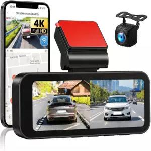 차량용 내장 GPS WiFi 대시 카메라가 장착된 4K 대시캠 전면 및 후면 G-센서 170° 광각 3.16 IPS 화면