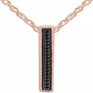 아리아 주얼스 색상 강화 내추럴 블랙 다이아몬드 액센트 버티컬 바 펜던트 목걸이 14K 골드 도금 925