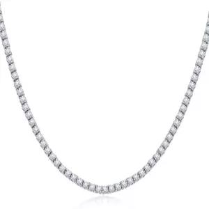 MOFEIJEW 테니스 목걸이 18K 화이트/옐로우 골드 도금 5A 3.0mm 원형 큐빅 지르코니아 컷 여성 및 남성용