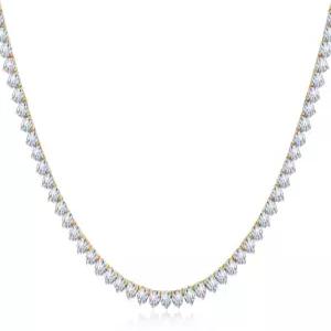 MOFEIJEW 여성용 졸업 테니스 목걸이 18K 화이트/옐로우 골드 도금 5A 4.0mm 3Pron 원형 큐빅 지르코니아
