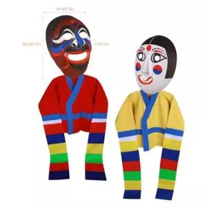 전통 탈춤 역할 놀이 양반탈 각시탈 의상 세트 12개인형 모양 연극
