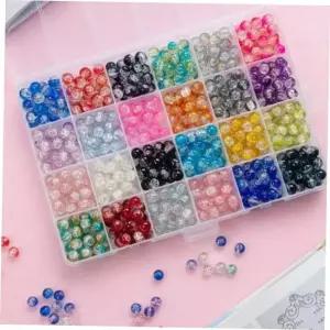 유리구슬 24칸 크리스탈 비즈 크렉무늬 팔찌만들기 간편세트 8mm 600pcs