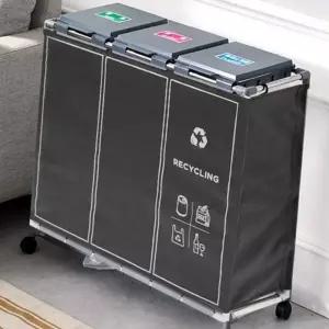 (올핀)재활용 분리수거함 3단 커버세트 가정용 쓰레기통