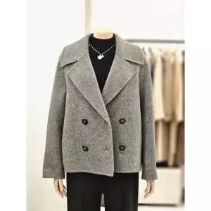 품절임박 시슬리 캐시미어 핸드메이드 모 울 반 숏 헤링본 더블 코트 SACTF2561 BK 2745235