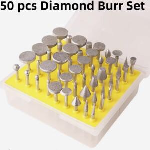 다이아몬드 연삭 헤드 코팅 드릴 비트 세트  연마 버  보석 유리 옥 대리석 바위 연마용  2.35mm  50 개