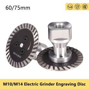 M14 미니 소형 다이아몬드 조각 톱날 60/75mm 플랜지 커팅 디스크 화강암 대리석 타일 석재 절단용 공구 날