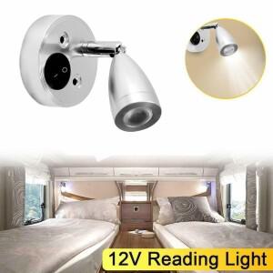 흰색 LED 스포트 독서등 알루미늄 RV 캠프 보트 벽 침대 옆 램프  홈 트레일러 인테리어 조명  3000W  12V